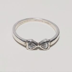 925 Silver Heart Bowtie Ring Sz 7 Vintage